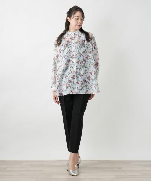 Leilian PLUS HOUSE / レリアンプラスハウス シャツ・ブラウス | 【店舗人気】フラワー柄バンドカラーブラウス | 詳細1