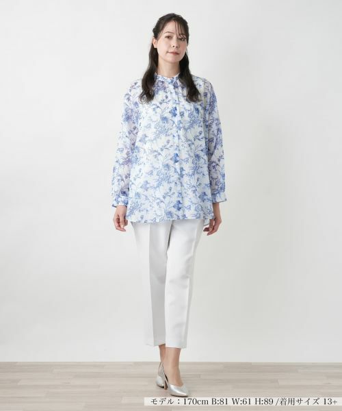 Leilian PLUS HOUSE / レリアンプラスハウス シャツ・ブラウス | 【店舗人気】フラワー柄バンドカラーブラウス | 詳細4