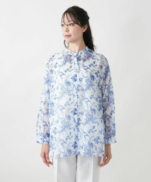 Leilian PLUS HOUSE / レリアンプラスハウス シャツ・ブラウス | 【店舗人気】フラワー柄バンドカラーブラウス | 詳細7