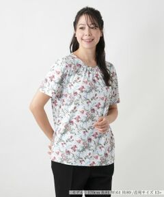 Leilian PLUS HOUSE / レリアンプラスハウス カットソー | 【店舗人気】フラワー柄クルーネックカットソー