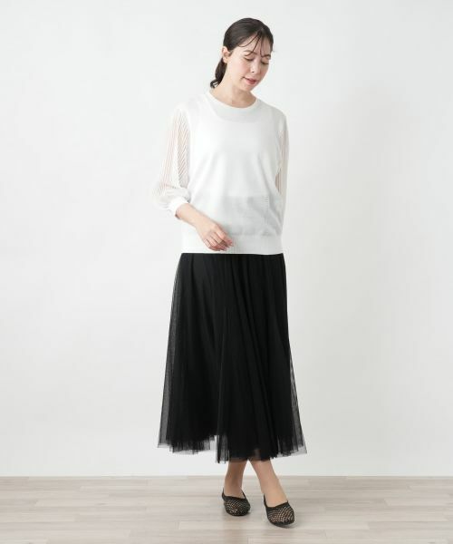 Leilian PLUS HOUSE / レリアンプラスハウス ニット・セーター | 【店舗人気】シアープリーツ切替ニット【BOURGE】 | 詳細1