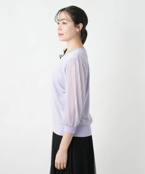 Leilian PLUS HOUSE / レリアンプラスハウス ニット・セーター | 【店舗人気】シアープリーツ切替ニット【BOURGE】 | 詳細8