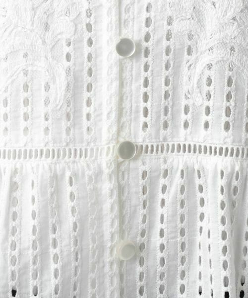 Leilian PLUS HOUSE / レリアンプラスハウス シャツ・ブラウス | 透かしレースキーネックブラウス | 詳細11