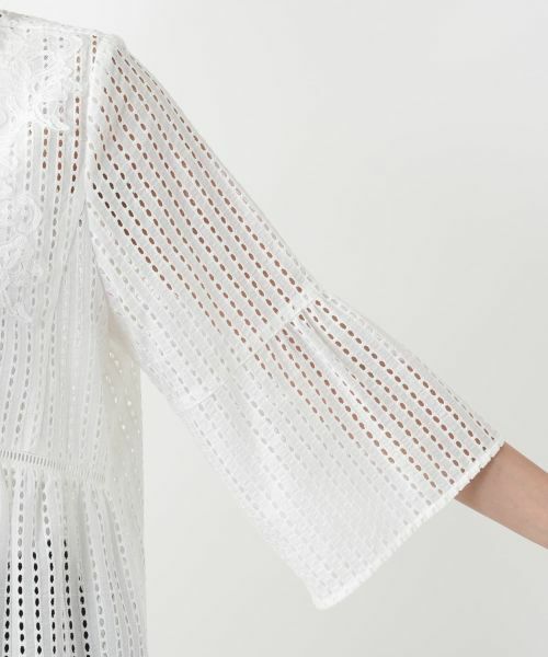 Leilian PLUS HOUSE / レリアンプラスハウス シャツ・ブラウス | 透かしレースキーネックブラウス | 詳細9