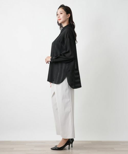 Leilian PLUS HOUSE / レリアンプラスハウス シャツ・ブラウス | 透かしストライプブラウス | 詳細2