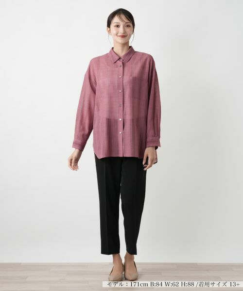 Leilian PLUS HOUSE / レリアンプラスハウス シャツ・ブラウス | 透かしストライプブラウス | 詳細4