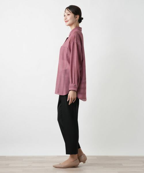 Leilian PLUS HOUSE / レリアンプラスハウス シャツ・ブラウス | 透かしストライプブラウス | 詳細5