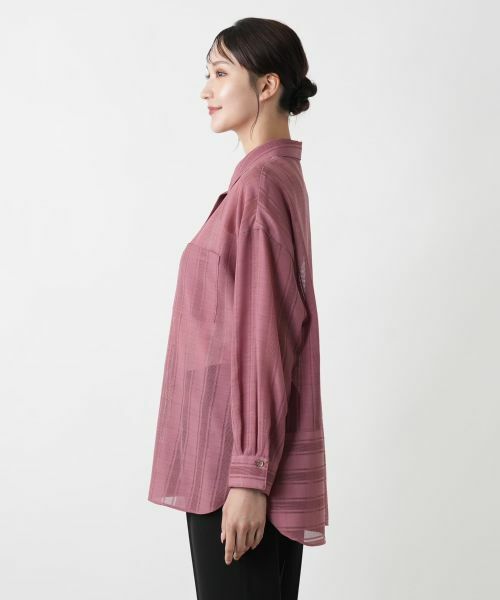 Leilian PLUS HOUSE / レリアンプラスハウス シャツ・ブラウス | 透かしストライプブラウス | 詳細8