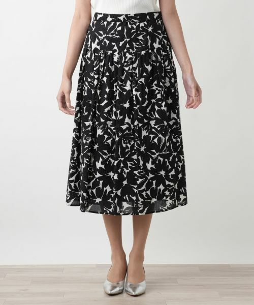 Leilian PLUS HOUSE / レリアンプラスハウス ミニ・ひざ丈スカート | プリントフレアスカート | 詳細4
