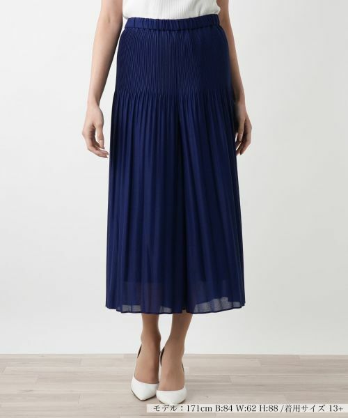 Leilian PLUS HOUSE / レリアンプラスハウス その他パンツ | 【店舗人気】プリーツワイドパンツ【セレモニー】(ブルー系)