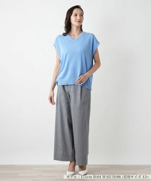 Leilian PLUS HOUSE / レリアンプラスハウス その他パンツ | 【店舗人気】ストライプワイドパンツ | 詳細1