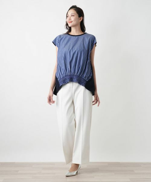 Leilian PLUS HOUSE / レリアンプラスハウス カットソー | 【店舗人気】ストライプ切替カットソー | 詳細1