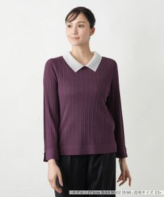 Leilian PLUS HOUSE / レリアンプラスハウス 霜降り調クルーネックニット【BARNA】 半袖プルオーバー|レリアン プラスハウス | レリアン公式