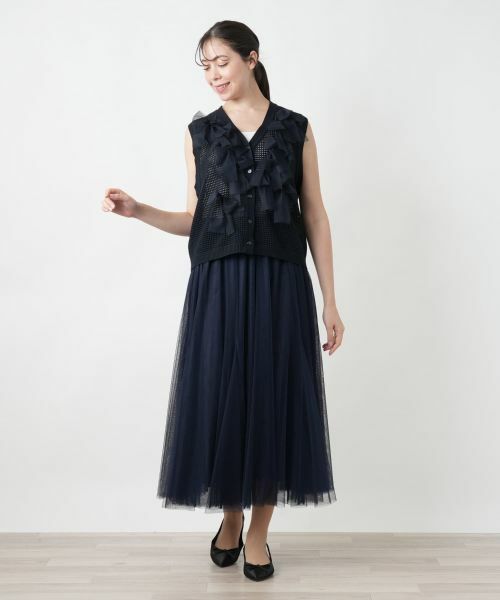 Leilian PLUS HOUSE / レリアンプラスハウス テーラードジャケット | 【店舗人気】チュールリボンニットベスト【BOURGE】 | 詳細1