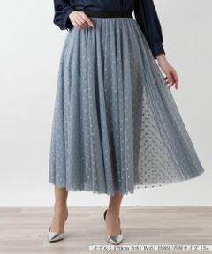 Leilian PLUS HOUSE / レリアンプラスハウス ミニ・ひざ丈スカート | 【店舗人気】ドットチュールスカート