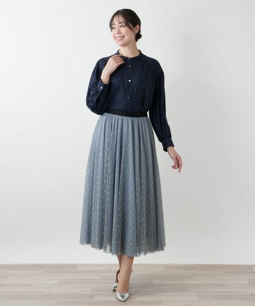 Leilian PLUS HOUSE / レリアンプラスハウス ミニ・ひざ丈スカート | 【店舗人気】ドットチュールスカート | 詳細4