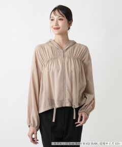 Leilian PLUS HOUSE / レリアンプラスハウス テーラードジャケット | 【店舗人気】ギャザーフーディショートブルゾン【NEMIKA】