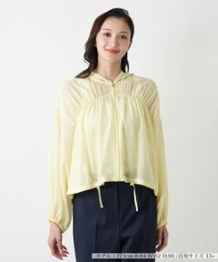 Leilian PLUS HOUSE / レリアンプラスハウス テーラードジャケット | 【店舗人気】ギャザーフーディショートブルゾン【NEMIKA】