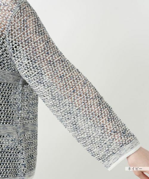 Leilian PLUS HOUSE / レリアンプラスハウス カーディガン・ボレロ | ラメクルーネックカーディガン | 詳細12