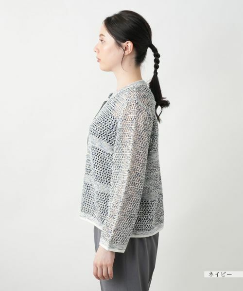 Leilian PLUS HOUSE / レリアンプラスハウス カーディガン・ボレロ | ラメクルーネックカーディガン | 詳細8