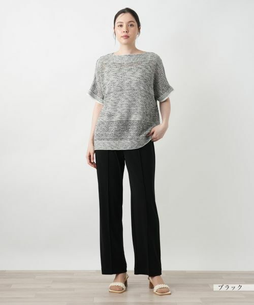 Leilian PLUS HOUSE / レリアンプラスハウス ニット・セーター | 【店舗人気】ラメスラッシュドネックニット | 詳細1