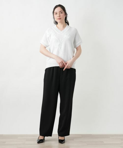 Leilian PLUS HOUSE / レリアンプラスハウス ニット・セーター | フラワーモチーフニット【CORSINI & PROTI】 | 詳細1