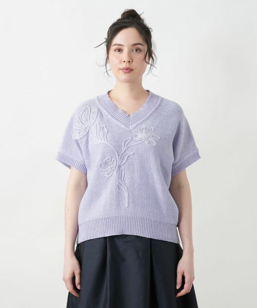 Leilian PLUS HOUSE / レリアンプラスハウス ニット・セーター | フラワーモチーフニット【CORSINI & PROTI】 | 詳細7