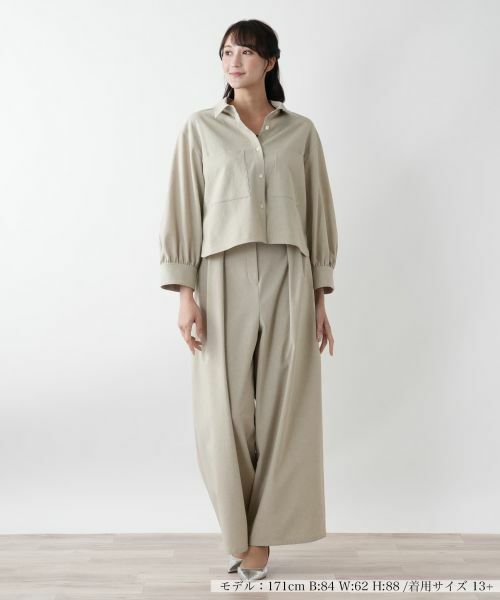 Leilian PLUS HOUSE / レリアンプラスハウス シャツ・ブラウス | ギャザースリーブシャツ【NEMIKA】 | 詳細4