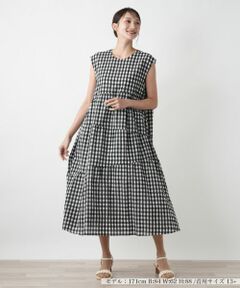 Leilian PLUS HOUSE / レリアンプラスハウス ドレス | ギンガムチェックティアードワンピース【NEMIKA】
