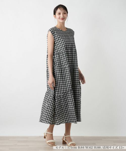 Leilian PLUS HOUSE / レリアンプラスハウス ドレス | ギンガムチェックティアードワンピース【NEMIKA】 | 詳細1