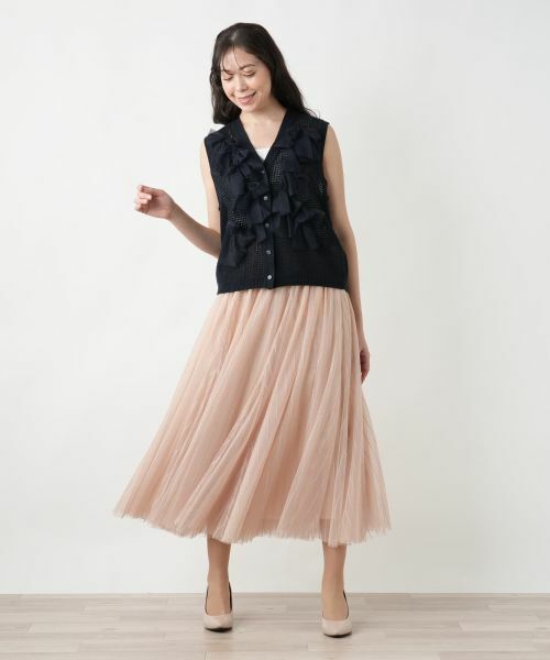 Leilian PLUS HOUSE / レリアンプラスハウス ミニ・ひざ丈スカート | 【店舗人気】メッシュフレアスカート【BOURGE】 | 詳細12