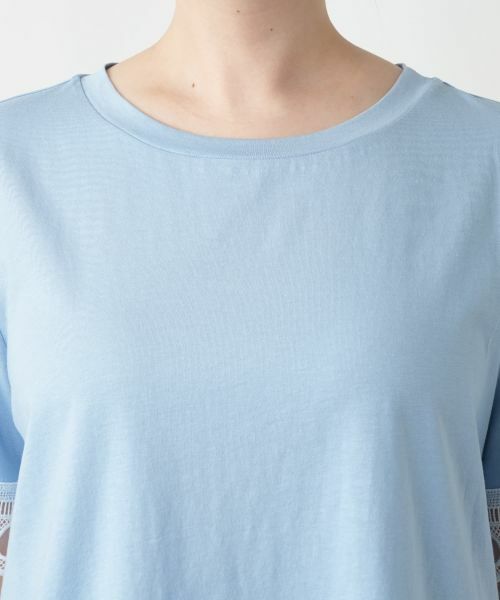 Leilian PLUS HOUSE / レリアンプラスハウス Tシャツ | カットワークレースTシャツ-BLUBIANCO | 詳細7