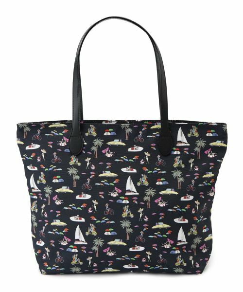 Leilian PLUS HOUSE/レリアンプラスハウス 【店舗人気】イラスト柄トートバッグ ブラック その他 Leilian PLUS HOUSE/レリアンプラスハウス 【店舗人気】イラスト柄トートバッグ ブラック その他