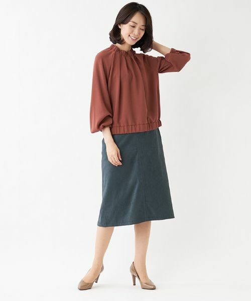 Leilian PLUS HOUSE / レリアンプラスハウス ミニ・ひざ丈スカート | 十字ステッチタイトスカート | 詳細1