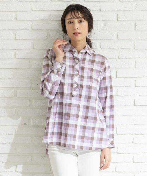 Leilian PLUS HOUSE / レリアンプラスハウス シャツ・ブラウス | チェックプルオーバーブラウス | 詳細1