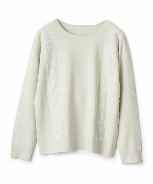 Leilian PLUS HOUSE/レリアンプラスハウス レースモチーフニットプルオーバー グレー 13+ Leilian PLUS HOUSE/レリアンプラスハウス レースモチーフニットプルオーバー グレー 13+