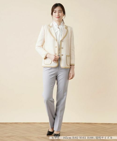 Leilian PLUS HOUSE / レリアンプラスハウス テーラードジャケット | 異素材トリムニットジャケット | 詳細1