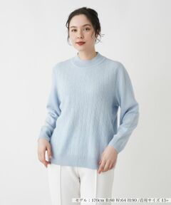 Leilian PLUS HOUSE / レリアンプラスハウス ニット・セーター | カシミヤ編地切替ハイネックニット