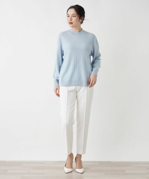 Leilian PLUS HOUSE / レリアンプラスハウス ニット・セーター | カシミヤ編地切替ハイネックニット | 詳細1