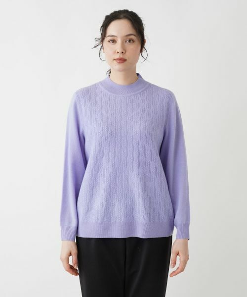 Leilian PLUS HOUSE / レリアンプラスハウス ニット・セーター | カシミヤ編地切替ハイネックニット | 詳細13