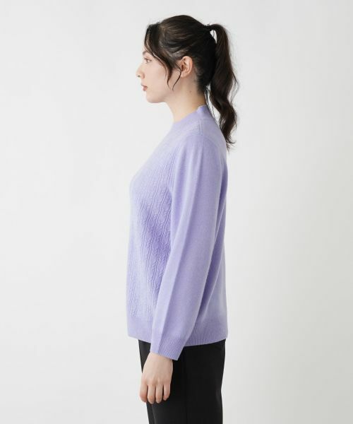 Leilian PLUS HOUSE / レリアンプラスハウス ニット・セーター | カシミヤ編地切替ハイネックニット | 詳細14