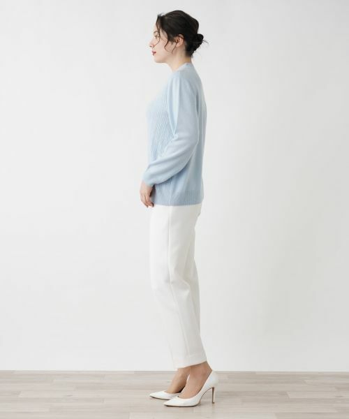 Leilian PLUS HOUSE / レリアンプラスハウス ニット・セーター | カシミヤ編地切替ハイネックニット | 詳細2