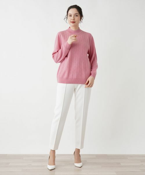 Leilian PLUS HOUSE / レリアンプラスハウス ニット・セーター | カシミヤ編地切替ハイネックニット | 詳細4