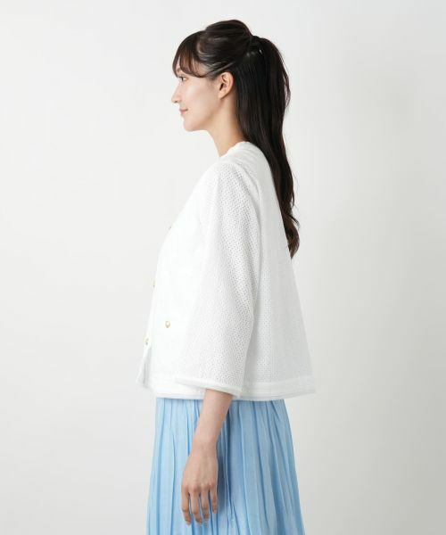 Leilian ホワイト ノーカラージャケット ノーカラージャケット | Leilian (Women)/レリアン | 三越伊勢丹