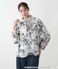 Leilian PLUS HOUSE / レリアンプラスハウス シャツ・ブラウス | 【店舗人気】プリントボウタイ風ブラウス【ROCHAS Premiere】