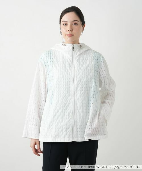 Leilian PLUS HOUSE/レリアンプラスハウス フーデッドジャケット アイボリー 17+