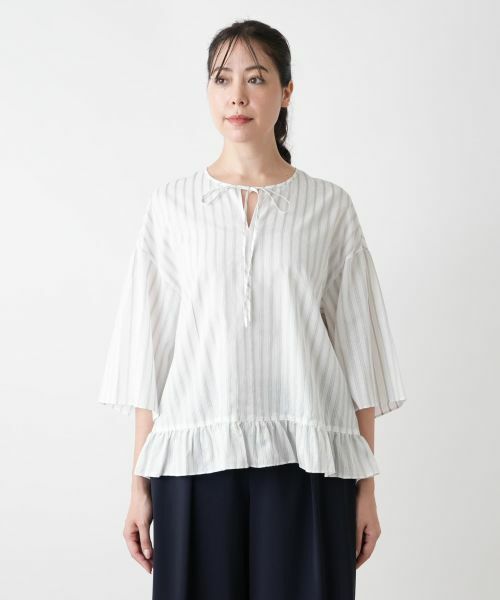 Leilian PLUS HOUSE / レリアンプラスハウス シャツ・ブラウス | ストライプブラウス【BOURGE】 | 詳細4