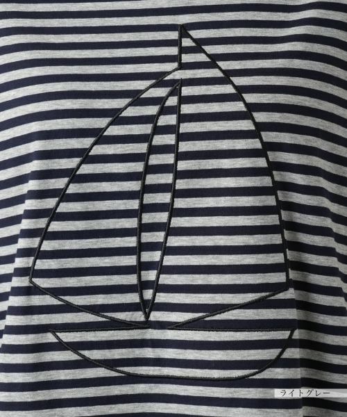 Leilian PLUS HOUSE / レリアンプラスハウス Tシャツ | 刺繍ボーダーTシャツ | 詳細15