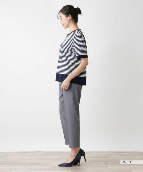 Leilian PLUS HOUSE / レリアンプラスハウス Tシャツ | 刺繍ボーダーTシャツ | 詳細2