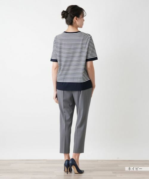 Leilian PLUS HOUSE / レリアンプラスハウス Tシャツ | 刺繍ボーダーTシャツ | 詳細3